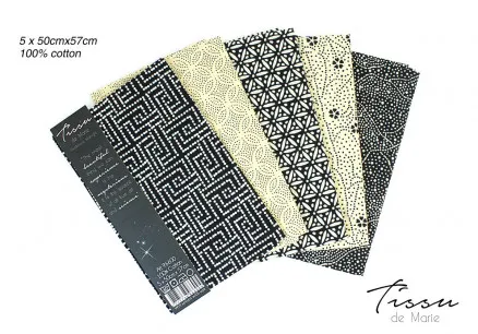 Tissu de Marie Fat Quarter Midnat 50x57cm - 5 st