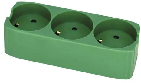 Gripo Grenuttag med 3 uttag och jord, Grön